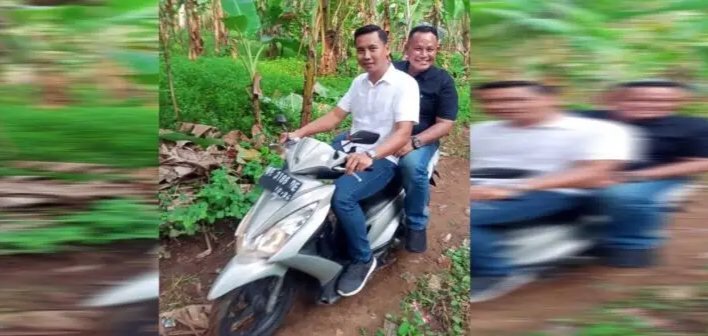 Dibonceng Naik Motor, Nanang Ermanto Tembus Lokasi Bedah Rumah Yang Sulit Terjangkau