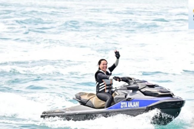 Anjani Pimpin Aksi Jetski Pertama Menyeberangi Selat Sunda, Resmi Buka Lamsel Fest 2025