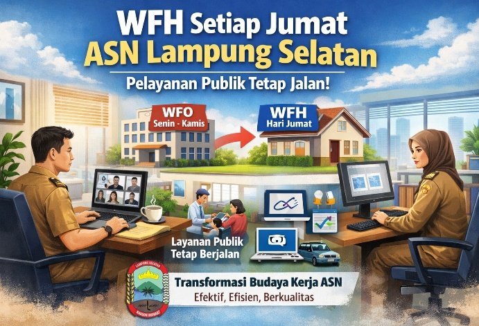Mulai Besok, ASN Lampung Selatan WFH Tiap Jumat, Pemkab Pastikan Pelayanan Publik Tetap Jalan, Ini Skemanya!